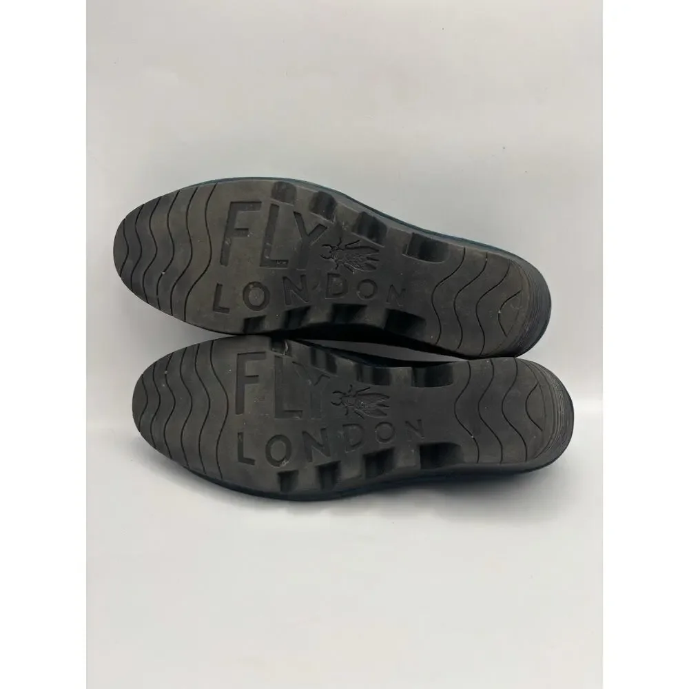 Fly London Peso Leather Blue Wedges Size 39 (Women 8-8.5)